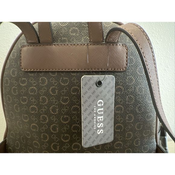 GUESS SV792630 Rodney Backpack Adjustable Purse Natural Brown Logo Signature - Picture 13 of 14